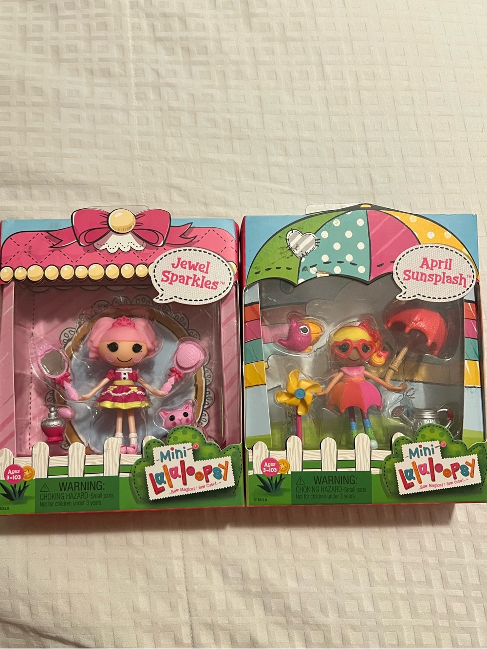 Jewel Sparkles & April Sunsplash mini Lalaloopsy dolls